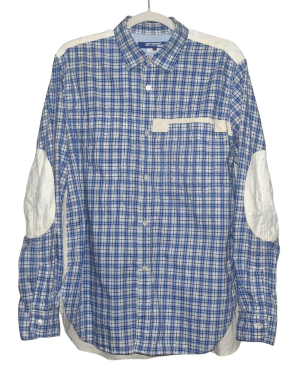 Junya Watanabe Comme des Garcons Man Plaid and Solid Shirt Elbow Patches M
